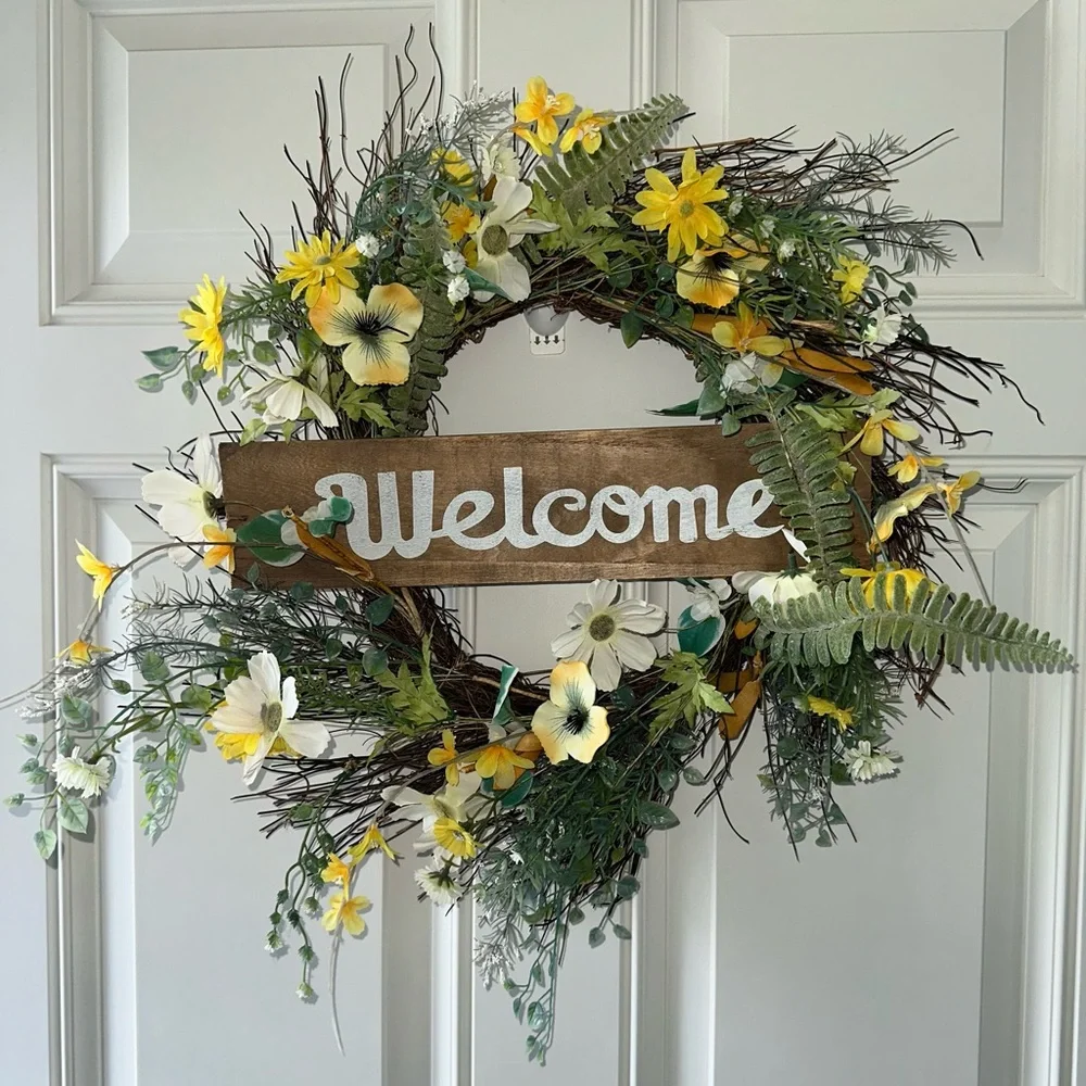 Yellow and White Floral Welcome Wreath